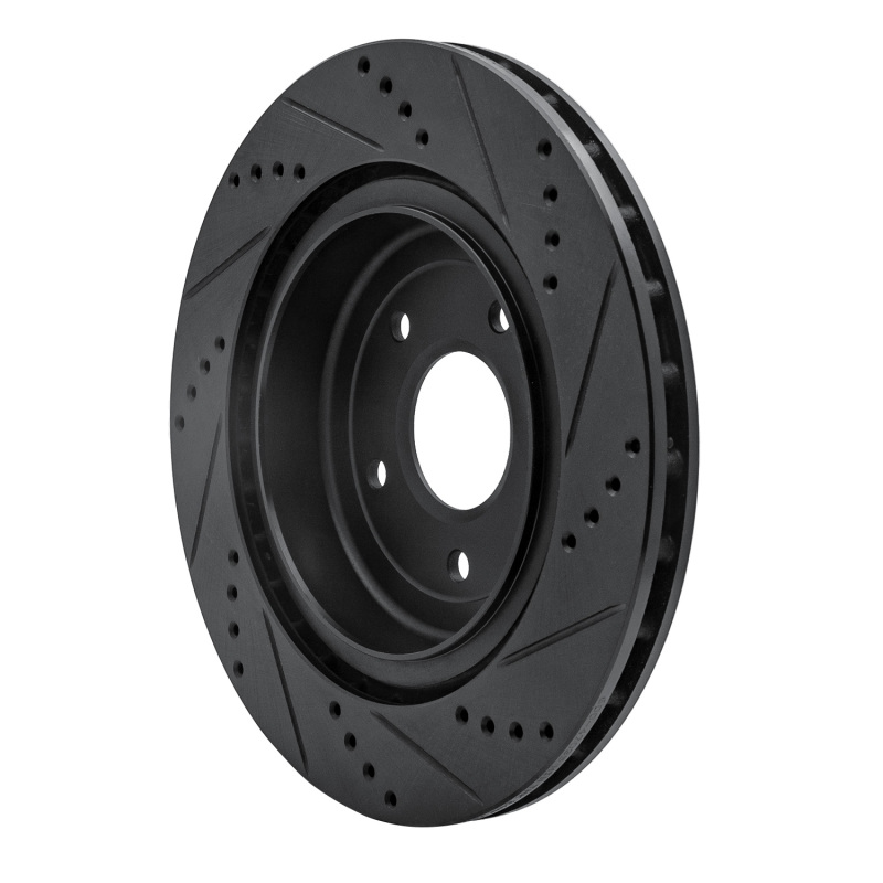 Chevrolet Corvette Brake Rotor (1) - Rear Left - R1 Concepts - Drilled & Slotted - Black - `06-`13